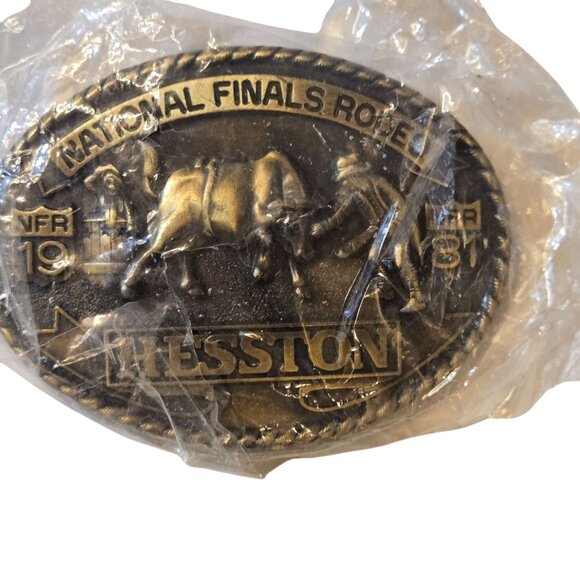 1981 NFR Belt Buckle Hesston NOS Bull Rider Clown Cowboy National Finals Rodeo - Picture 1 of 12